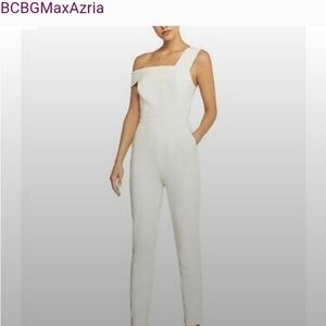 BCBGMaxAzria White Asymmetric One-Shoulder Jumpsuit